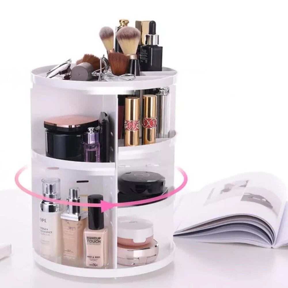 Rotating Cosmetics Storage Box Makeup Organizer with Multiple Compartments